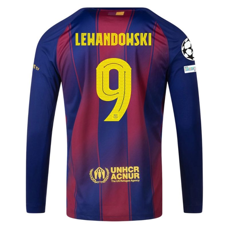 Maillot Barca Domicile 2025 2026 Lewandowski Manches Longues UCL