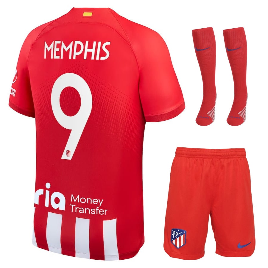 Maillot Kit Enfant Atletico Madrid Domicile 2023 2024 Memphis Maillot Kit Enfant Atletico Madrid Domicile 2023 2024 Memphis