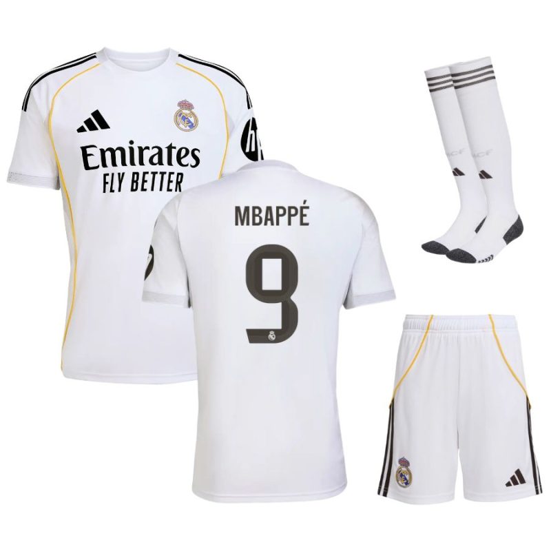 Maillot Kit Enfant Real Madrid Domicile 2025 2026 Mbappe