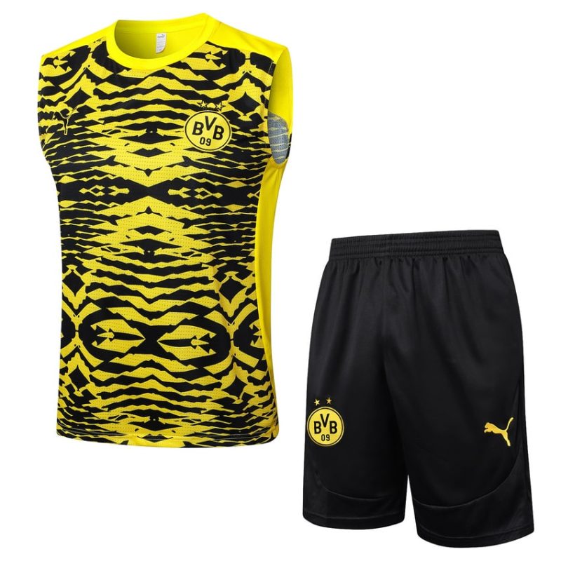 Debardeur Short Dortmund 2024 2025 Jaune Noir Debardeur Short Dortmund 2024 2025 Jaune Noir
