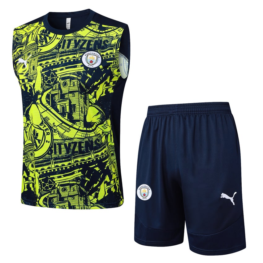 Debardeur Short Manchester City 2024 2025 Jaune Noir