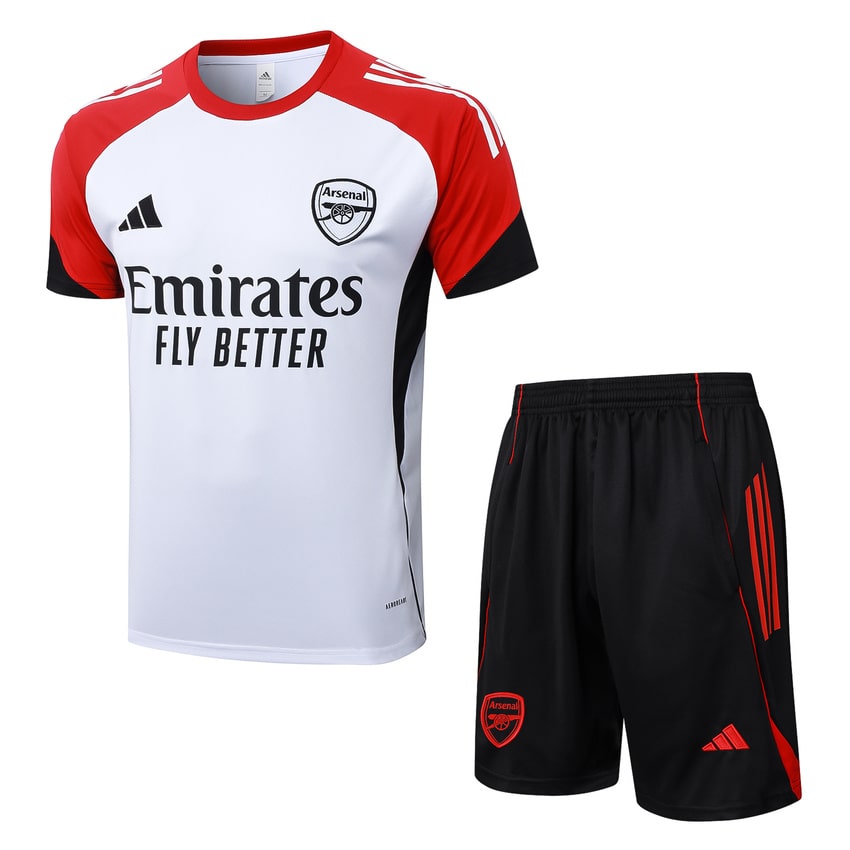 Ensemble Maillot Short Arsenal 2025 2026 Blanc Rouge