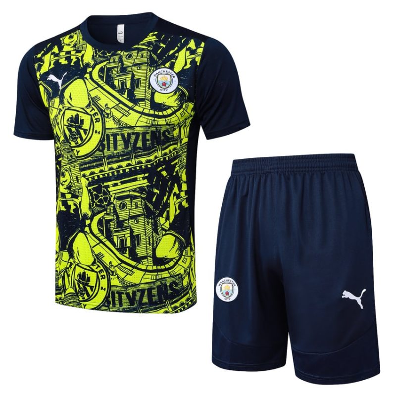 Ensemble Maillot Short Manchester City 2024 2025 Jaune Noir