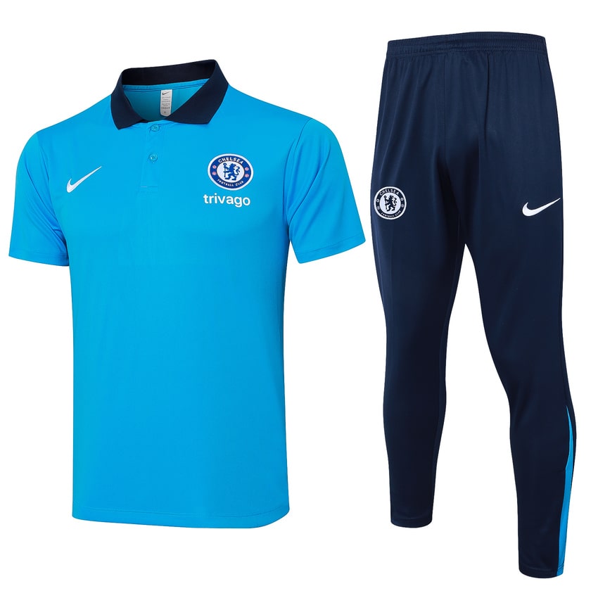 Survetement Chelsea Polo 2024 2025 Bleu Clair Survetement Chelsea Polo 2024 2025 Bleu Clair
