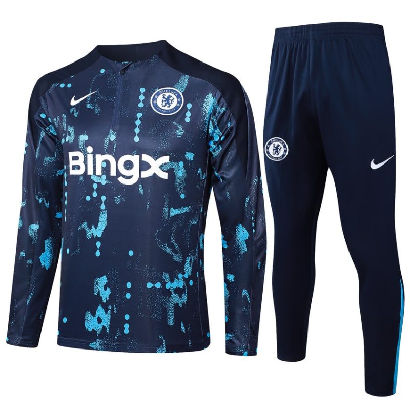 Survetement Chelsea Training 2024 2025 Bleu Motif Survetement Chelsea Training 2024 2025 Bleu Motif