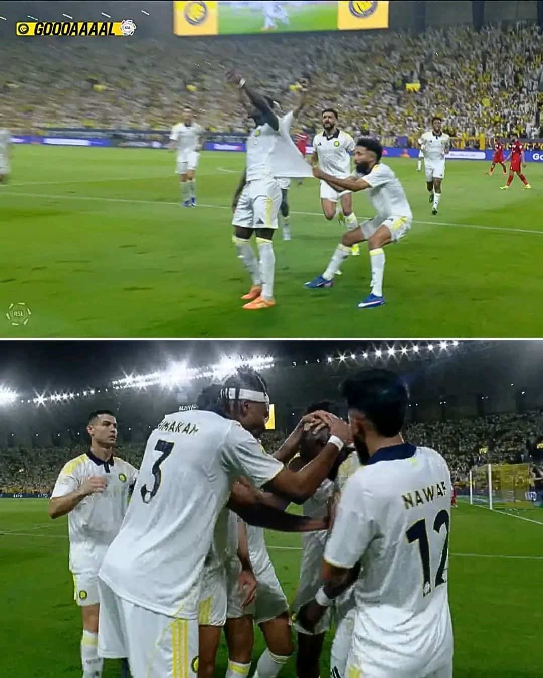 Từ quả tạt của Félix, Mané đánh đầu chính xác mở tỉ số 1-0 cho Al-Nassr.
